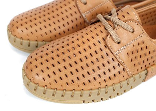 Metro Walk – pantofi de damă pentru vară din piele naturală, maro deschis