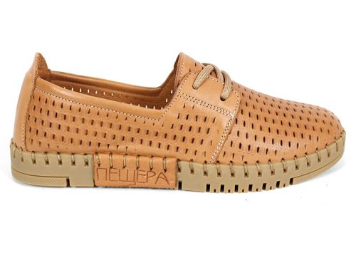 Metro Walk – pantofi de damă pentru vară din piele naturală, maro deschis