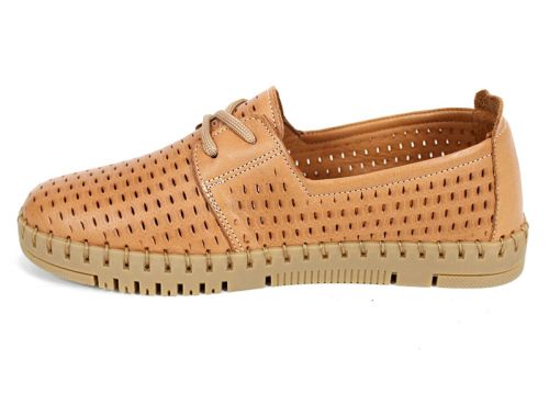 Metro Walk – pantofi de damă pentru vară din piele naturală, maro deschis