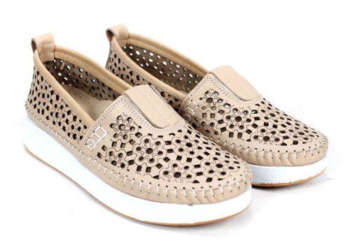 Mira Flow Beige – pantofi damă de vară din piele naturală