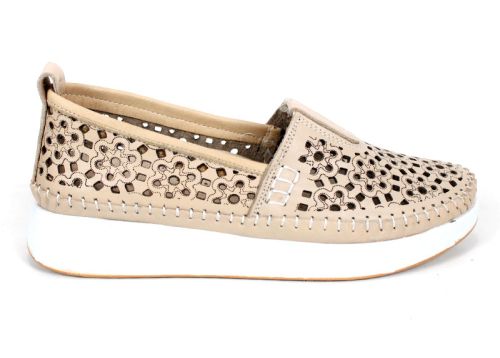 Mira Flow Beige – pantofi damă de vară din piele naturală