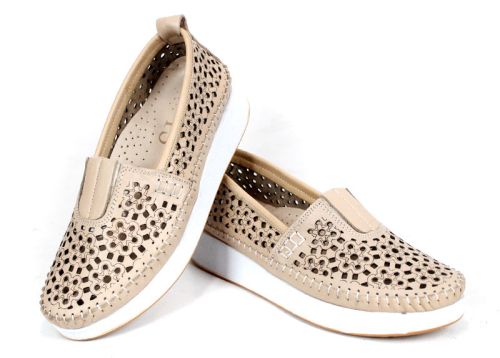 Pantofi casual damă Mira Flow Beige fără căptușeală