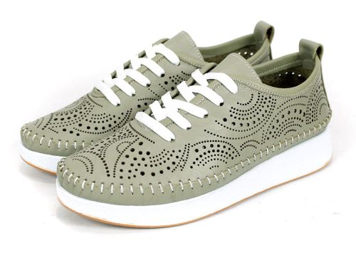 Luna Soft – pantofi de vară damă din piele naturală, verde scorpion