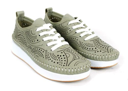 Luna Soft – pantofi de vară damă din piele naturală, verde scorpion