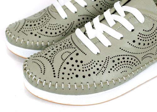 Luna Soft – pantofi de vară damă din piele naturală, verde scorpion