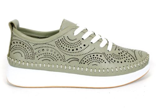 Luna Soft – pantofi de vară damă din piele naturală, verde scorpion