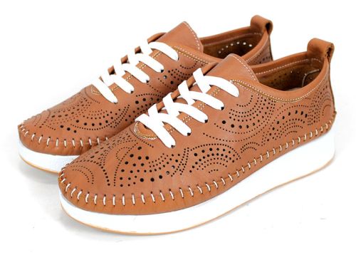 Luna Soft – pantofi de vară pentru femei din piele naturală, maro deschis