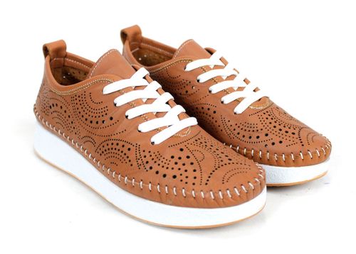 Luna Soft – pantofi de vară pentru femei din piele naturală, maro deschis