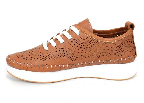 Luna Soft – pantofi de vară pentru femei din piele naturală, maro deschis