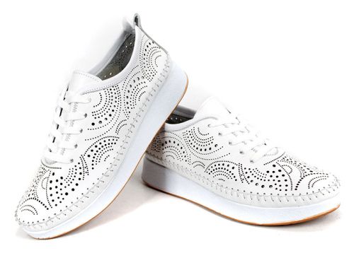 Încălțăminte damă fără căptușeală din piele naturală albă