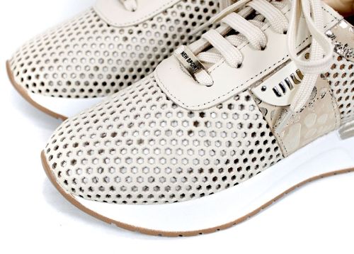 Sneakers damă Soft Edge bej din piele naturală, perforați