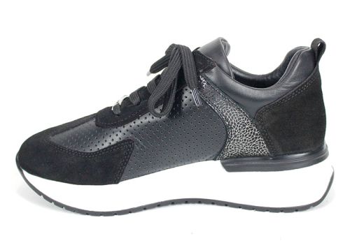Alba Step – sneakers damă din piele naturală și velur, negri