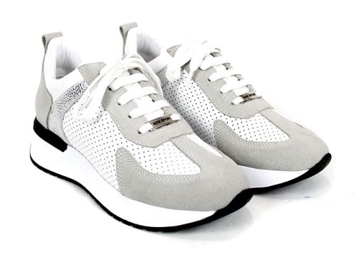 Alba Step – pantofi sport damă din piele naturală albă