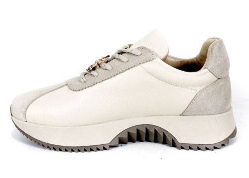 Breeze Line – sneakers damă din piele naturală și velur bej