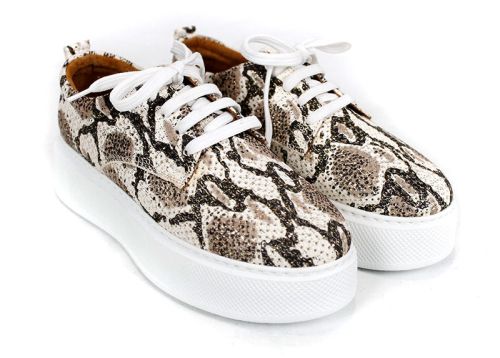 Solea Day – pantofi de vară damă din piele naturală cu imprimeu șarpe