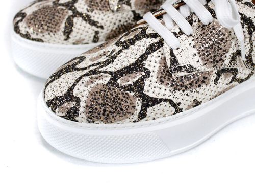 Solea Day – pantofi de vară damă din piele naturală cu imprimeu șarpe