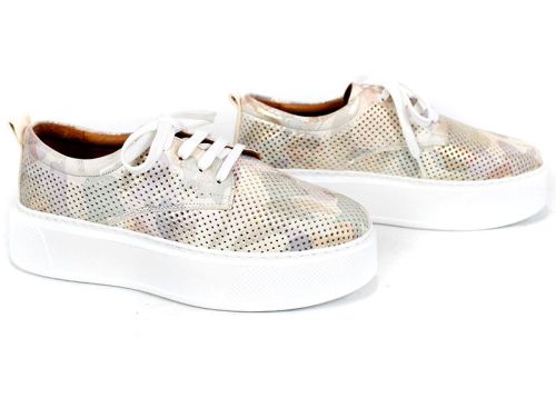 pantofi damă Aira Calm piele naturală camuflaj bej