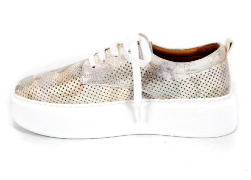 Aira Calm – pantofi damă de vară din piele naturală cu imprimeu camuflaj bej