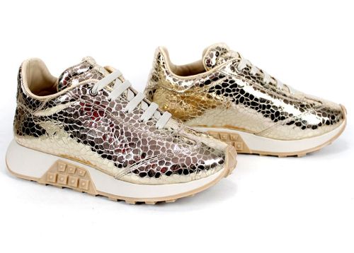 Sunny Pace sneakers damă din piele naturală aurie – vedere frontală