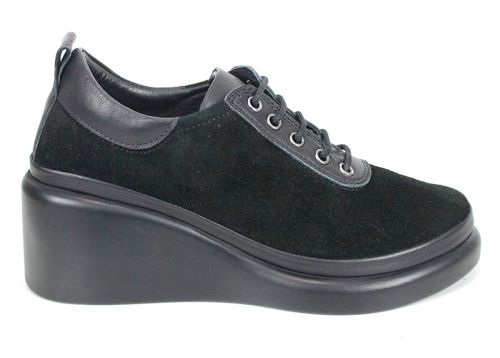 Linea Ease – pantofi damă din velur negru cu platformă