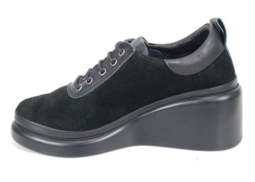 Linea Ease – pantofi damă din velur negru cu platformă