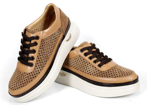 Pantofi de zi Bella Form maro deschis cu branț din piele