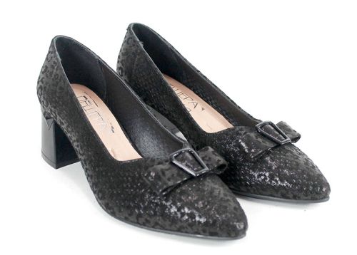 Mirela One – pantofi eleganți de damă din piele naturală cu textură reliefată