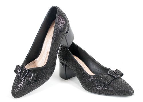 Mirela One – pantofi eleganți de damă din piele naturală cu textură reliefată