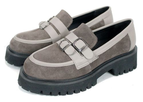 mocasini damă velur natural piele vizon Elara Form