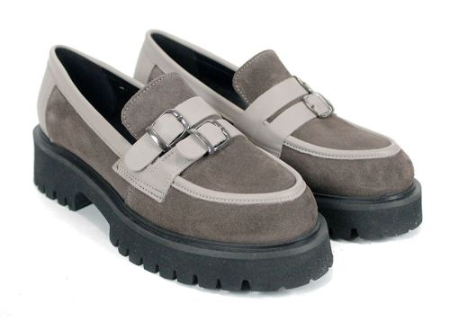 mocasini damă velur natural piele vizon Elara Form