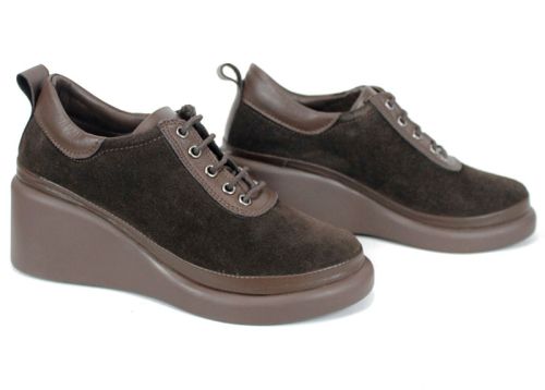 pantofi damă velur natural maro închis Linea Ease