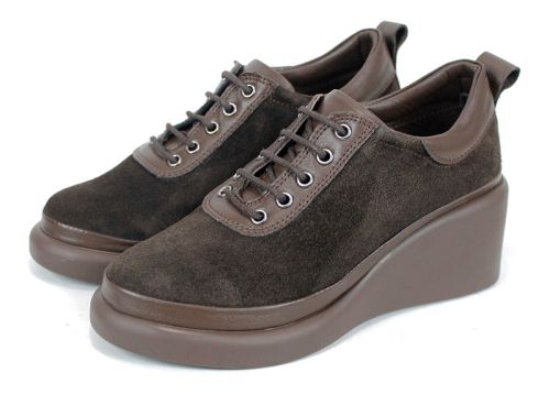 Linea Ease – pantofi damă din velur natural maro închis