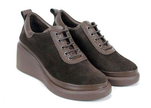 Linea Ease – pantofi damă din velur natural maro închis