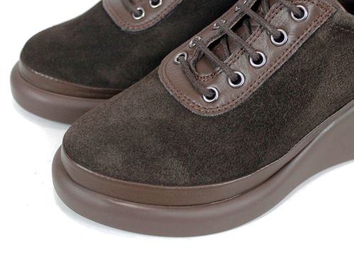 pantofi damă velur natural maro închis Linea Ease