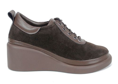 Linea Ease – pantofi damă din velur natural maro închis