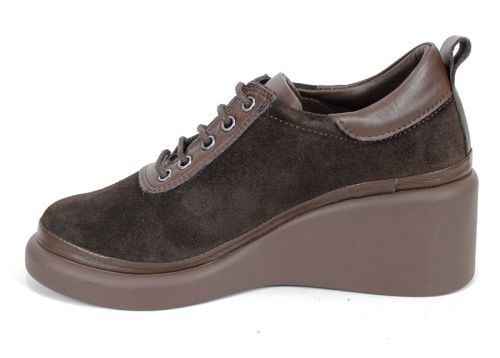 Linea Ease – pantofi damă din velur natural maro închis