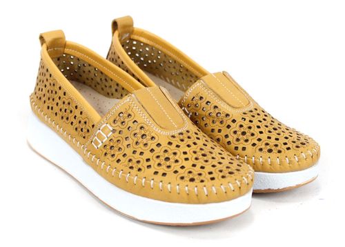 Mira Flow – pantofi damă de vară din piele naturală culoare muștar