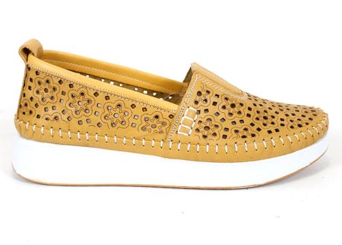 Mira Flow – pantofi damă de vară din piele naturală culoare muștar