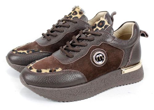 Vela Form – sneakers damă din piele naturală și velur maro