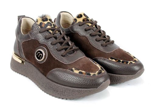 Vela Form – sneakers damă din piele naturală și velur maro