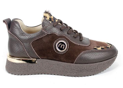 Vela Form – sneakers damă din piele naturală și velur maro