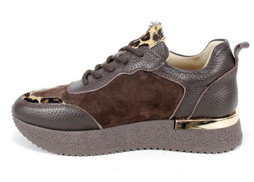 Vela Form – sneakers damă din piele naturală și velur maro
