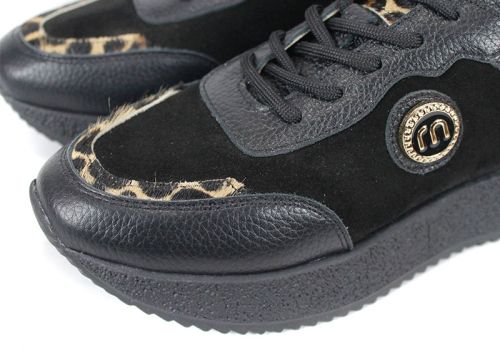 Linea Vibe – sneakers damă din piele naturală și velur maro închis