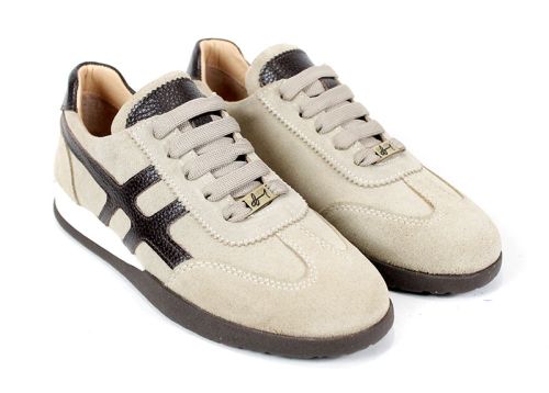 Lumera Style – sneakers damă retro din velur natural culoare vizon