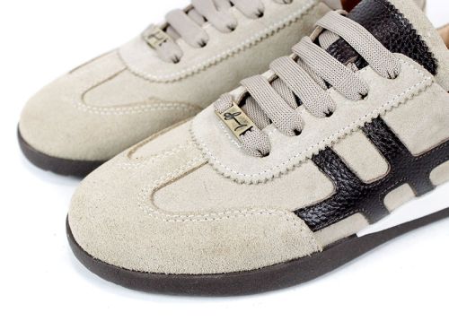 Lumera Style – sneakers damă retro din velur natural culoare vizon