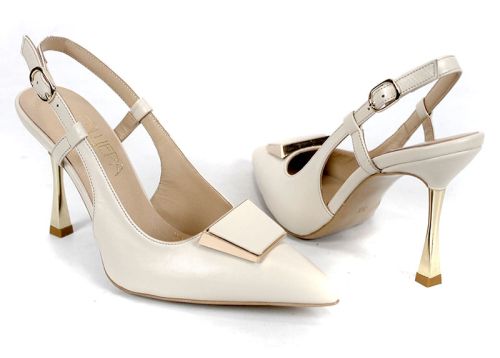 sandale dama elegante crem toc subtire Velora Muse