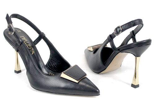 sandale dama elegante toc subtire Velora Muse negru