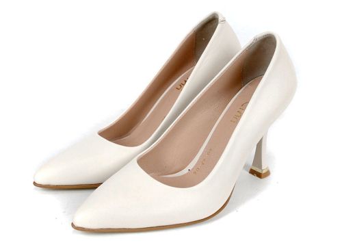 Metro Bloom – pantofi eleganți damă tip stiletto din piele naturală culoare crem
