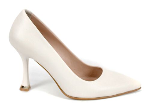 Metro Bloom – pantofi eleganți damă tip stiletto din piele naturală culoare crem