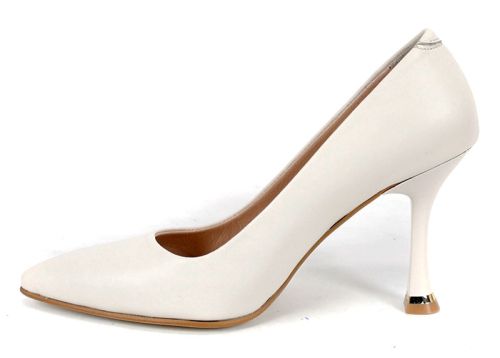 Metro Bloom – pantofi eleganți damă tip stiletto din piele naturală culoare crem